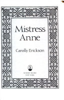 Copertina  Mistress Anne : [the exceptional life of Anne Boleyn]
