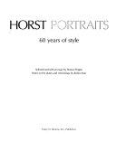 Cover  Horst portraits : 60 years of style